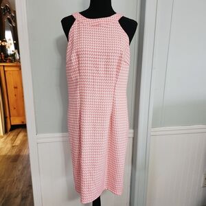 Elegant Pink Houndstooth Dress